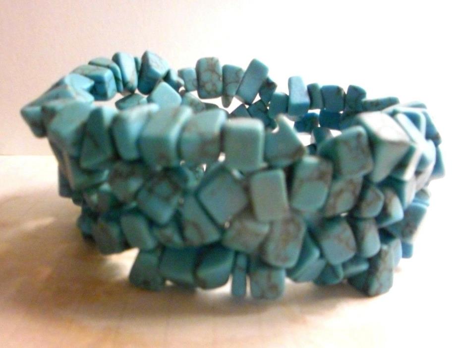 4 stranded stretchy Turquoise chip bracelet