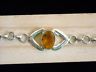 Vintage Sterling Silver and Yellow Citrine Handcrafted Link Bracelet Adjustable