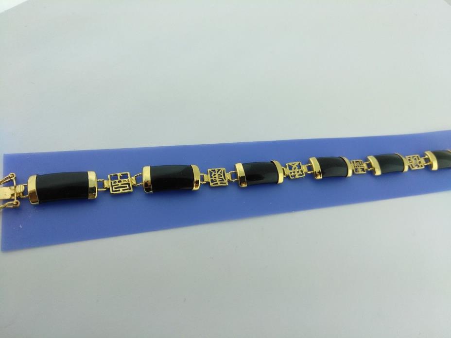 Black Onix Bracelet Gold Plated