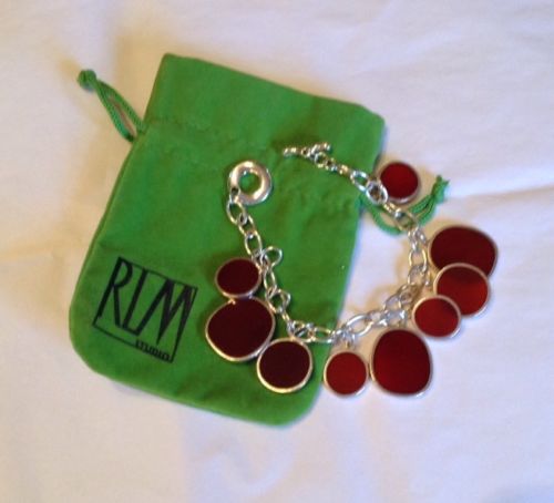 Sterling Carnelian Charm Bracelet by Robert Lee Morris-RLM Studio W/Bag