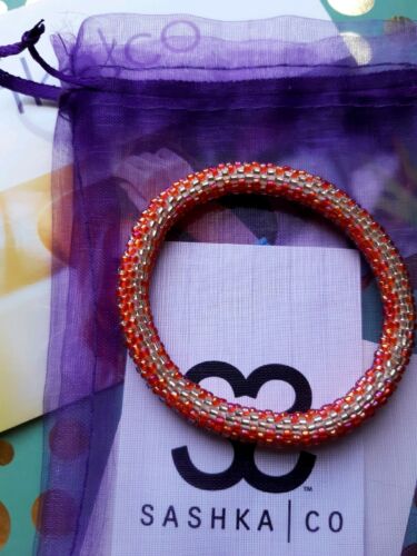 Sashka co bracelet iridescent pink & orange & clear