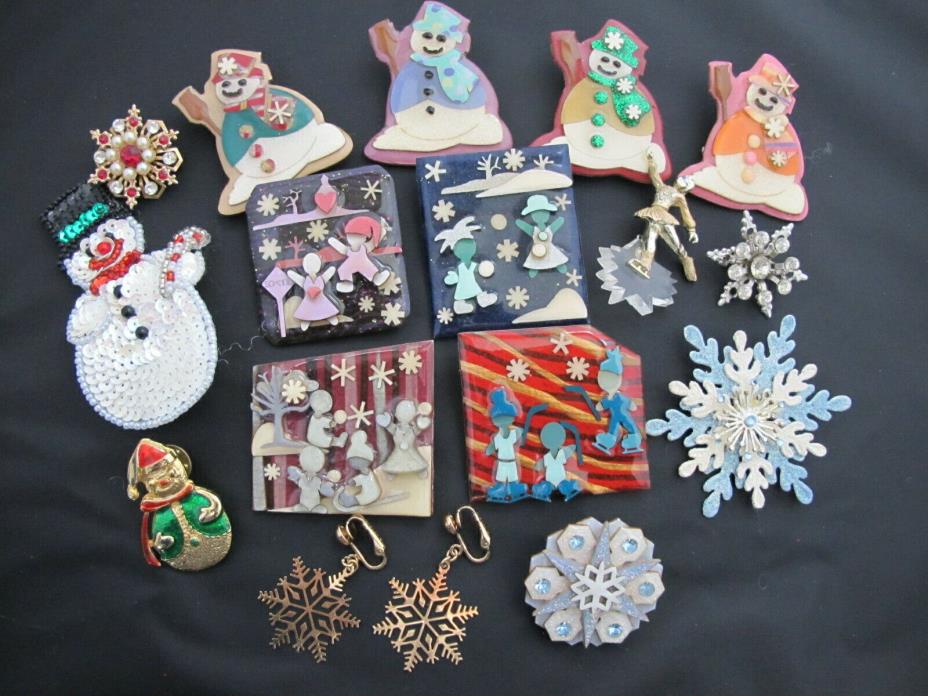 Vintage Lucinda House Pin Lot Snow Snowman Little People Snowflake Jewelry