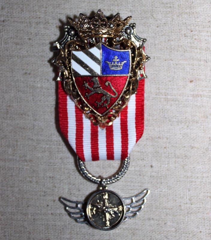 Steampunk brooch/pin- airship badge w/  Royal shield, wings & compass rose