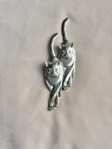 Maurice Milleur Pewter Twin Cat Pin