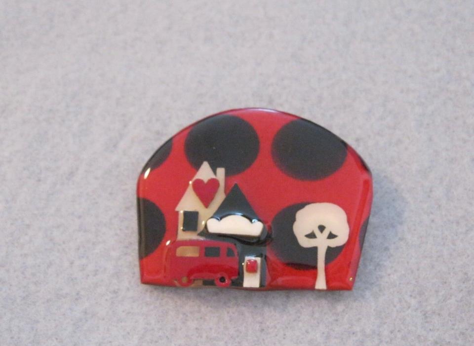 HOUSE PIN BY LUCINDA VW BUS RED BLACK HABITAT FOR HUMANITY