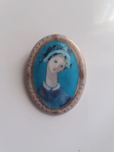 P. BUCKLEY MOSS Estate Jewelry ~ Pin Brooch Pendant ~ BLUE MADONNA / 1997