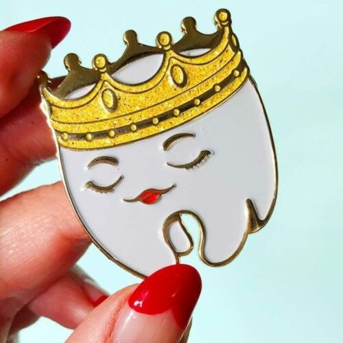 She Was Crowned, soft enamel Pin with Glitter By Kelly Portfolio