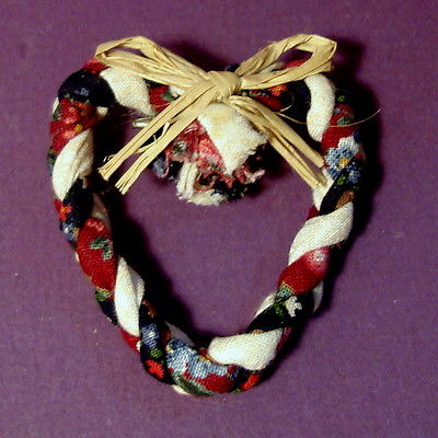 Handcrafted Red, White & Blue USA Patriotic Heart shaped  Braided Fabric Pin