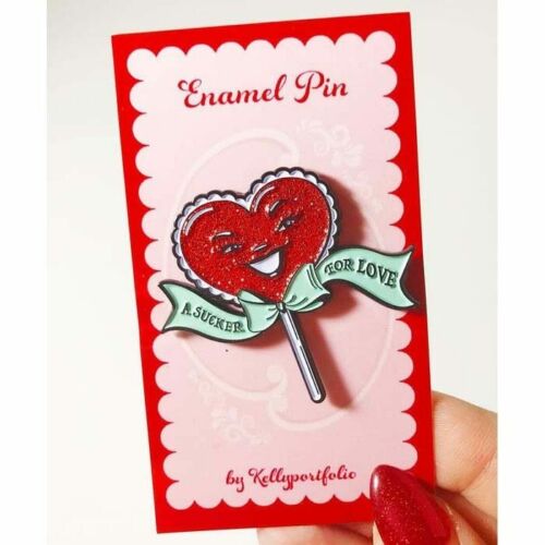 A Sucker For Love, Soft Enamel Pin with Glitter