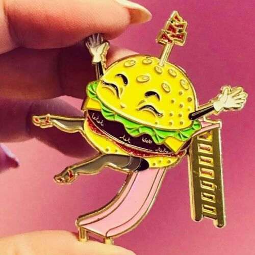 Slider Soft Enamel Pin with Glitter Highlights By Kelly Portfolio