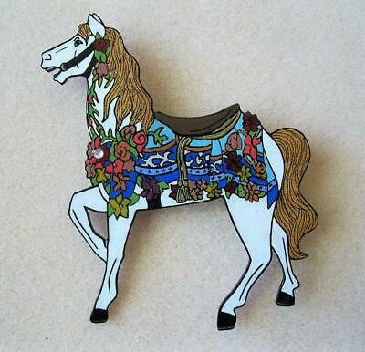 OOAK Large White CAROUSEL HORSE PIN Extremely Intricately Hand-Painted GORGEOUS!