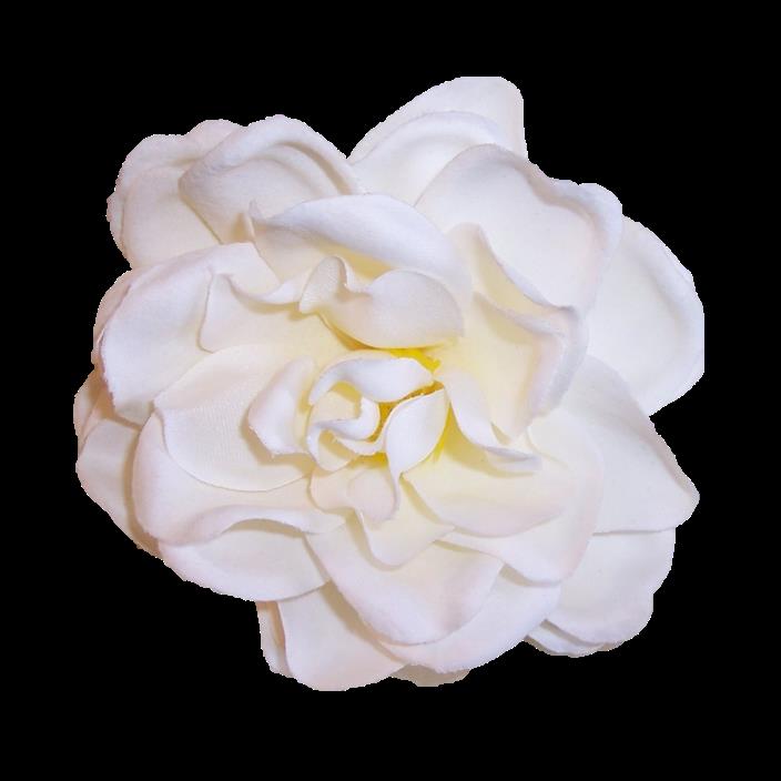 Gardenia Artificial Flower Pin Brooch/Hair Clip, White, 2 Different Size