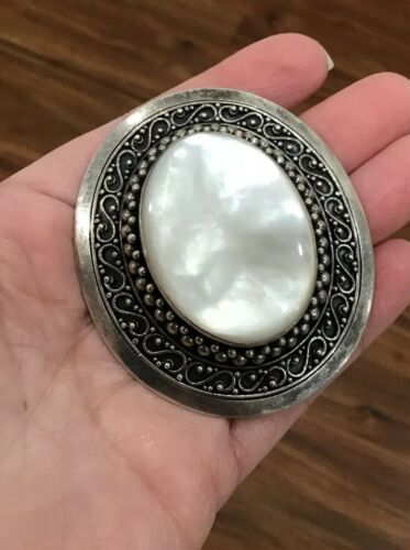 Suarti Authentic BALI Sterling Silver Mother Pearl Pin Brooch Pendant Indonesia