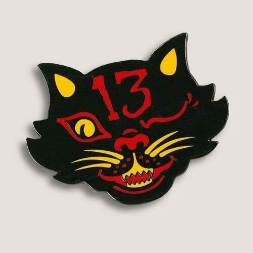 Black Cat 13 Enamel Pin By Trixie and Milo