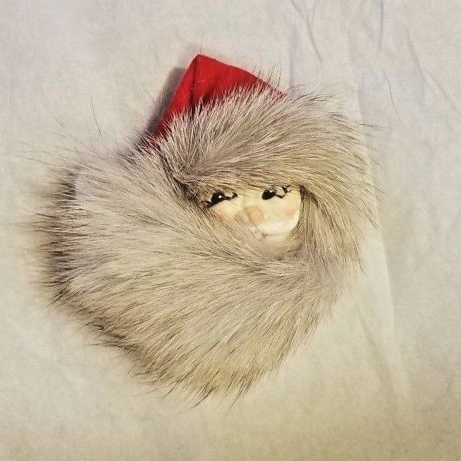Santa Clause Fur Pin Brooch Hand Crafted Brooch