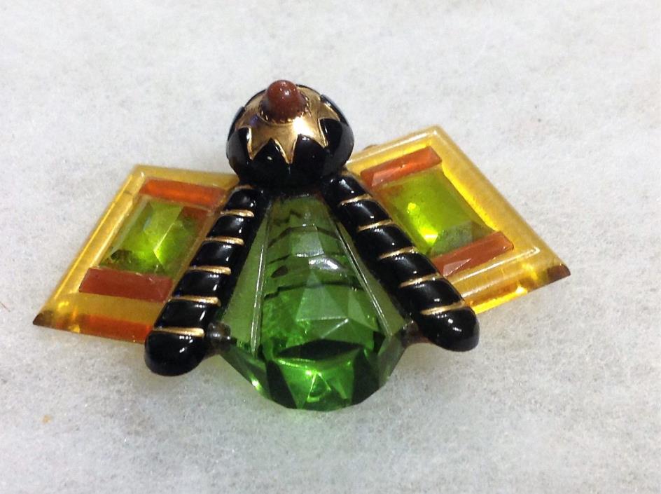 Abstract Multicolored Glass Bee Pin/Brooch