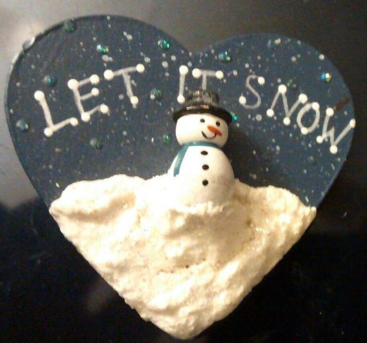 Let It Snow Wooden Pin marked Bvt