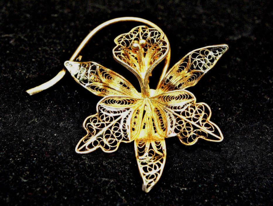 Artisan Handcrafted Filigree Two Tone Flower 1-3/4
