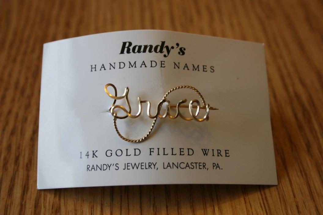 14K Gold Filled Wire Personalized Name Pin, 