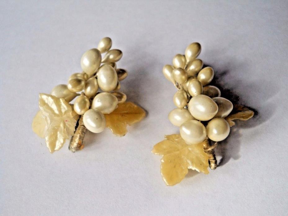Unique One of A Kind Faux Pearl & Leaf Pins/Brooch/ Hand Crafted Fashion Jewelry