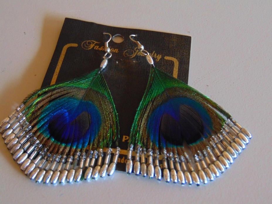 PEACOCK PIERCED WIRE EARRINGS