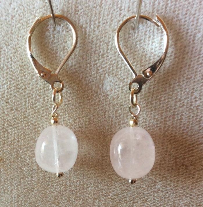 Rose quartz earrings with sterling silver