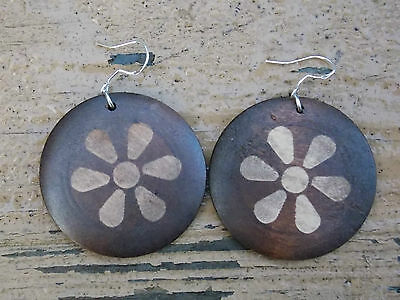 Fair Trade Handmade Wooden Women's Rosewood Earrings (jewlery)