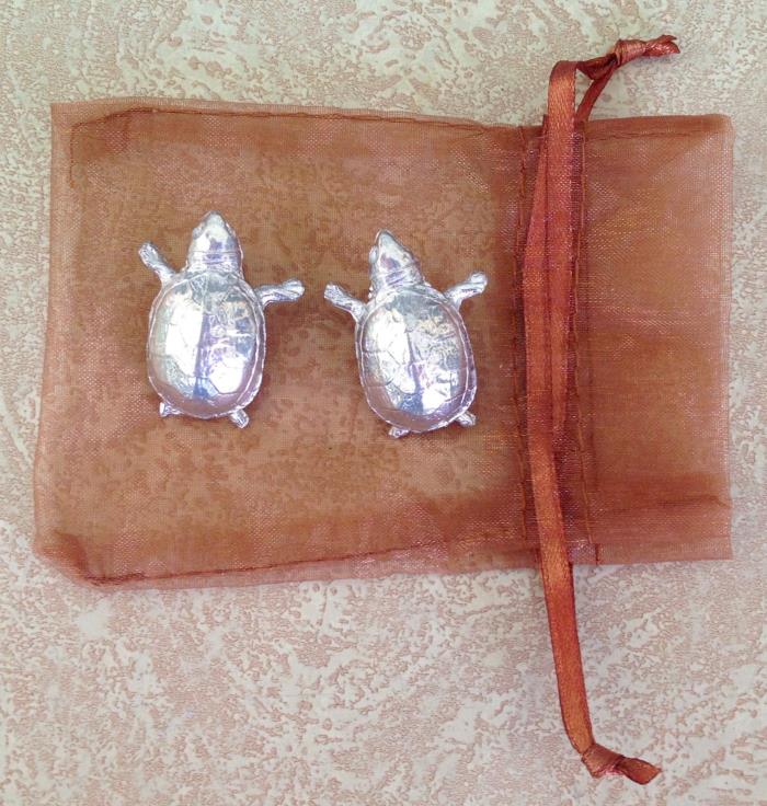 1 Pair Pewter Turtle Stud Earrings by Maurice Milleur Pewter Graphics Signed