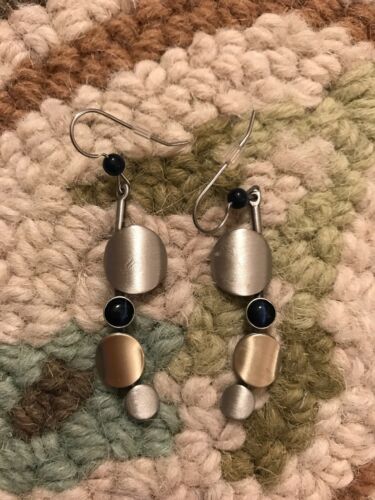 New Black & Silver Fishook Artsy Earrings Great Gift Artist Circles Handmade