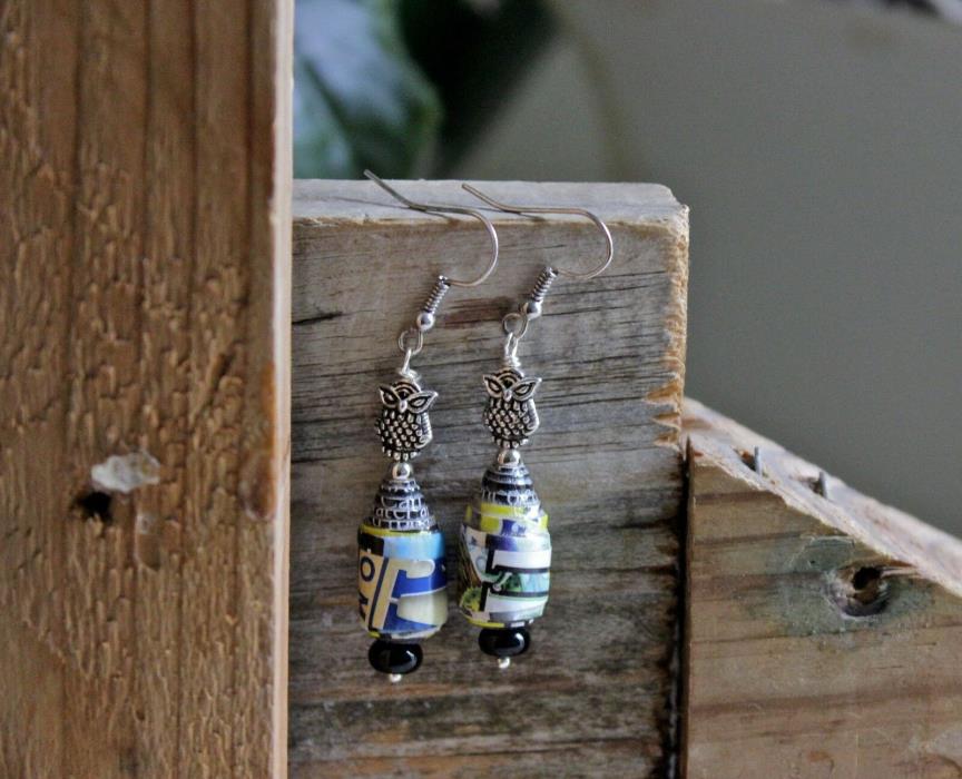 Silver Drop/Dangle Earrings Wire wrap Colorful Sweet Water Brew. Bead Unique NEW
