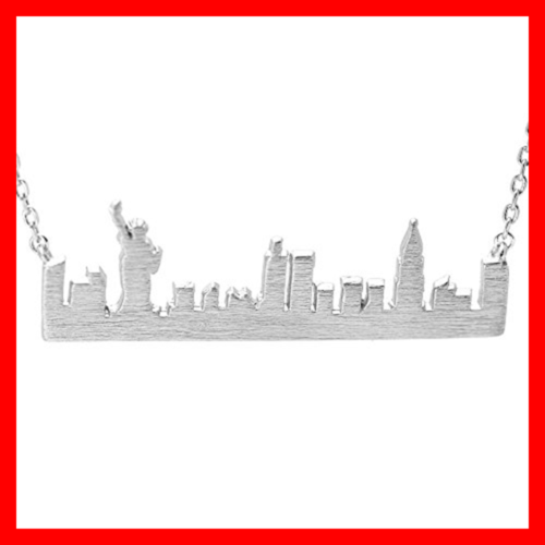 Handmade Brushed Metal York Skyline Necklace SILVER FREE SHIPPING Womens