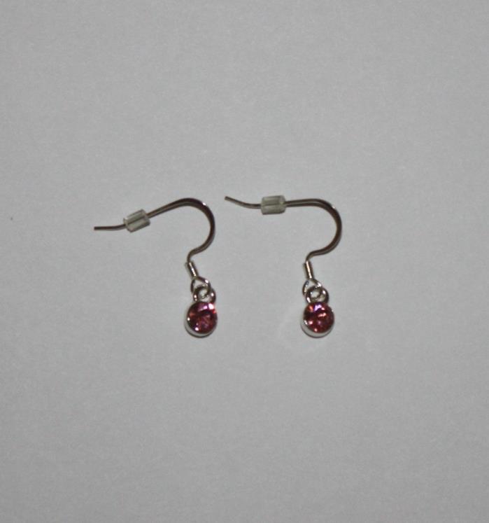 PAIR OF ROUND PINK CRYSTAL EARRINGS