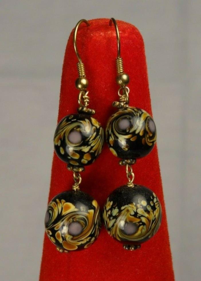 Handmade Cloisonne Dangle Wire Pierced Earrings