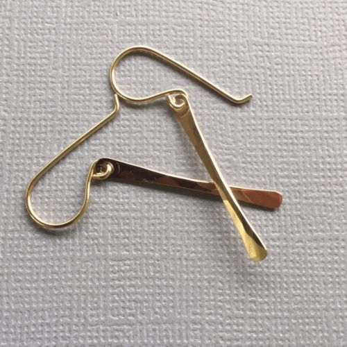 Gold Filled Bar Earrings Simple Everyday Minimal Small Dainty Delicate Stick