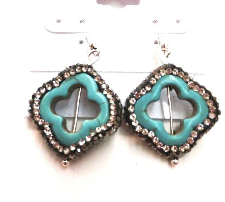 Turquoise Hematite Dangle Earrings