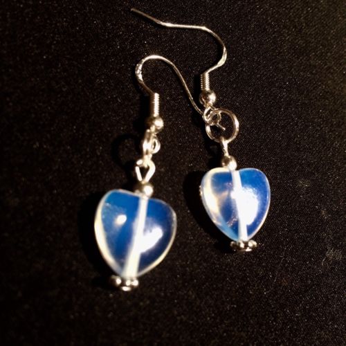 Opalite Heart  Dangle Stone Earrings