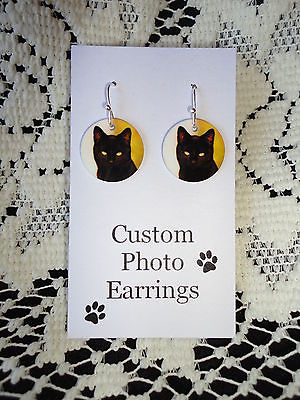 PET *Personalized* PHOTO EARRINGS with YOUR PICTURE - Custom Charm Earrings