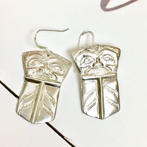 Totem Totemic Ceremonial Shield Sterling Silver Drop Earrings Artist E. Lee $149