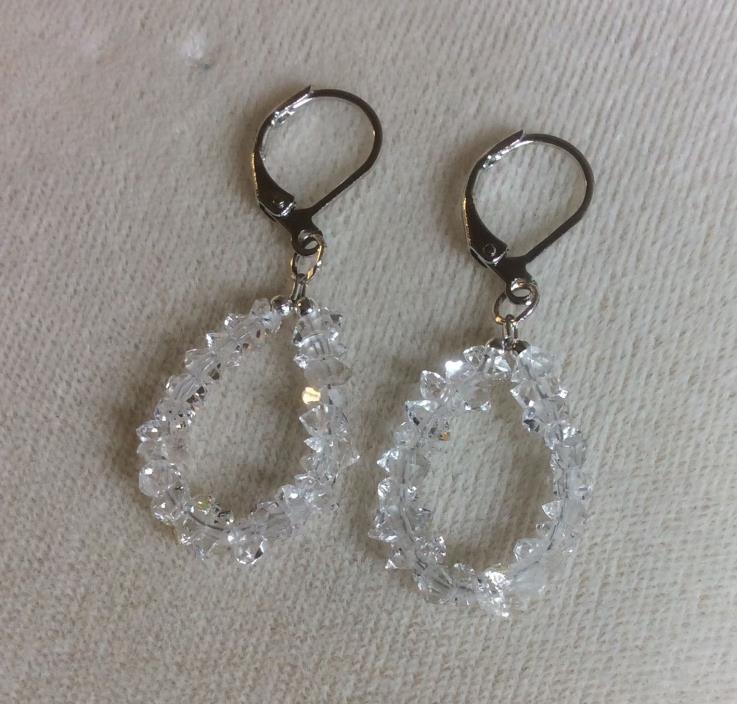 Herkimer Diamond hoop earrings with .925 silver