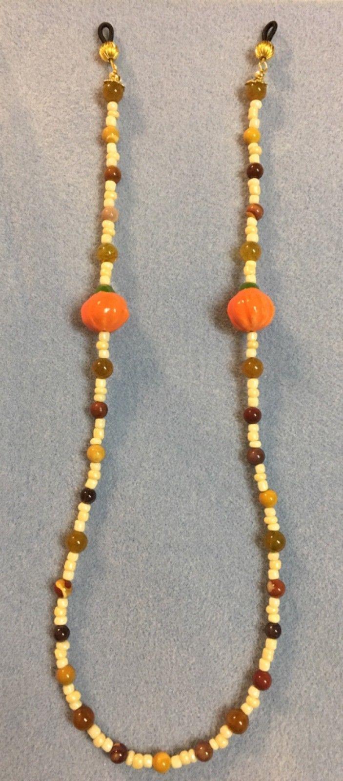 Eyeglass Chain, Sunglasses Necklace, Pumpkins, Fall, Autumn glass beads, Lanyard