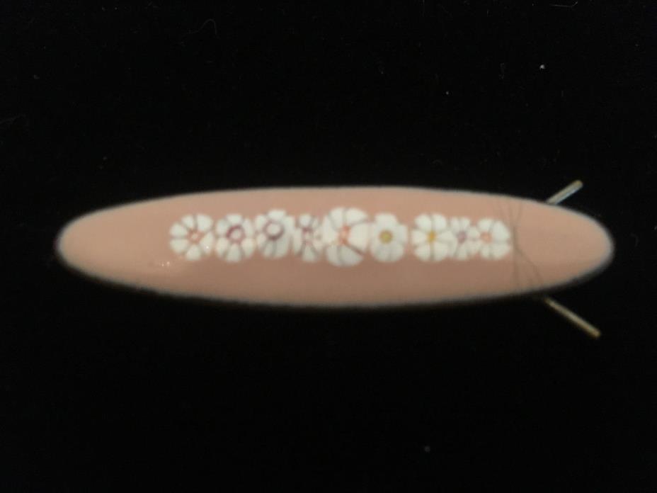 *VINTAGE* Handmade Pink & White Enamel Flower Barrette