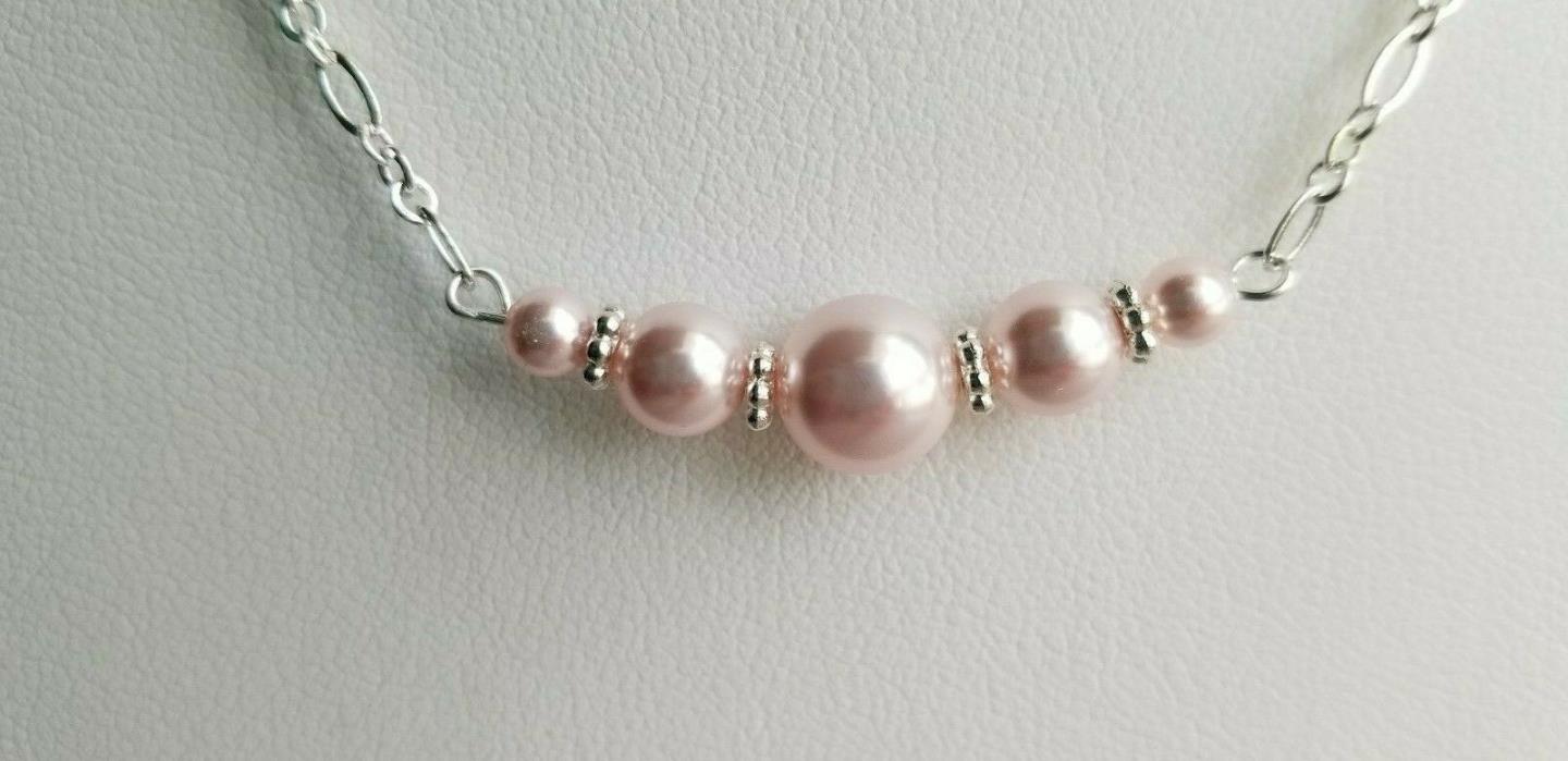 Swarovski Pearl Choker Handcrafted Necklace-Pink Rosaline  (Light Pink)