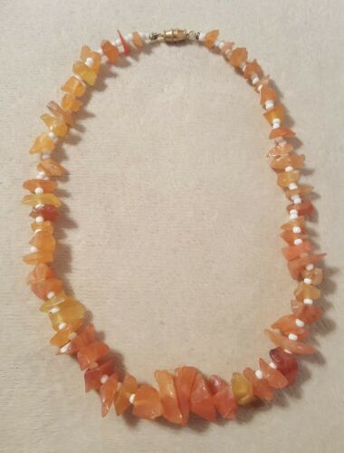 Small coral color stone rock necklace girls beach look