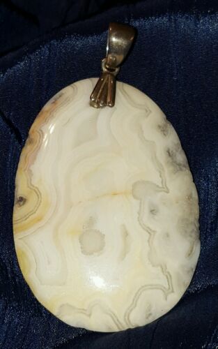Large Stone Pendant with Sterling Silver Setting rock