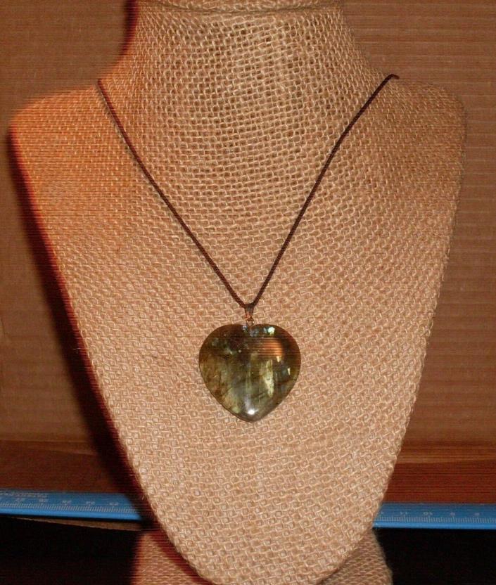 Artisan Green Stone Heart Pendant on 34