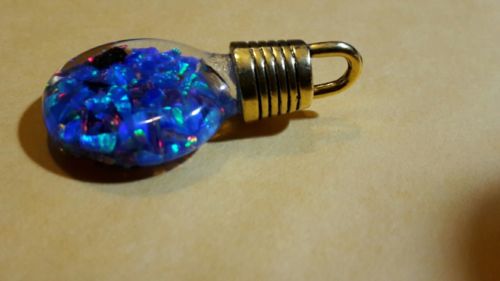 Glass Coin Floating Blue Gilson Opal Pendent