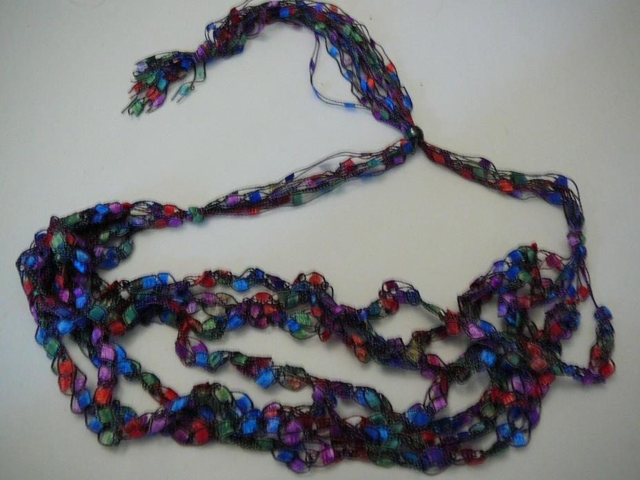 Crocheted Hand Made Necklace Multi Color New Handmade NWOT