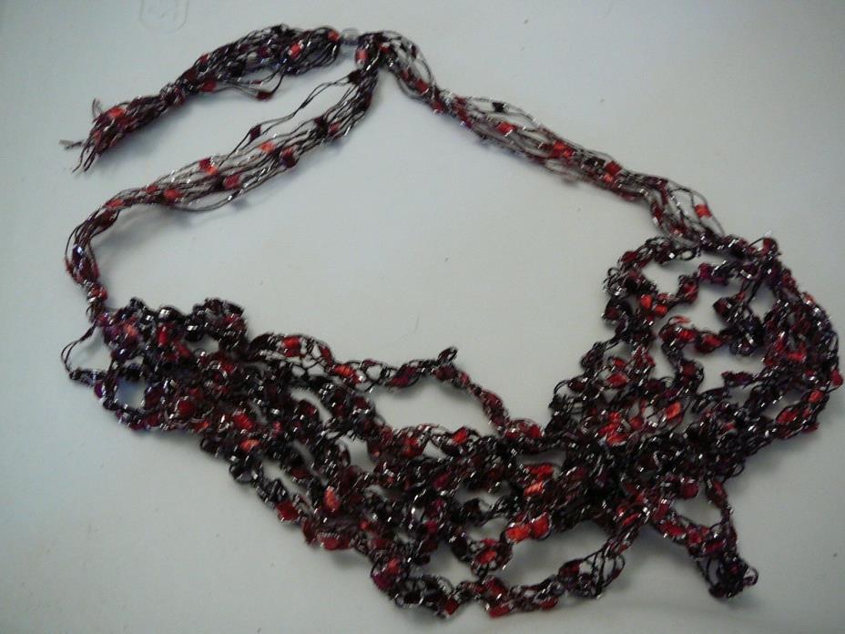 Crocheted Hand Made Necklace Red Color Handmade NWOT