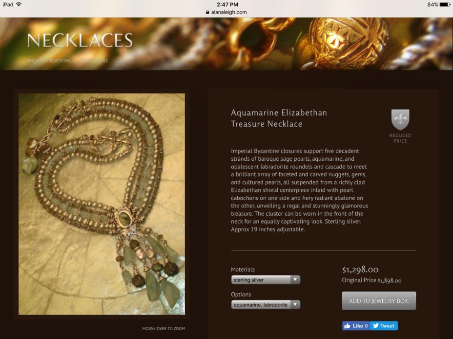 Alana Leigh sterling silver pearl aquamarine gemstones ten strand drop necklace