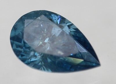 0.25 Carat Sky Blue SI2 Pear Shape Enhanced Natural Loose Diamond 5.20X3.68mm